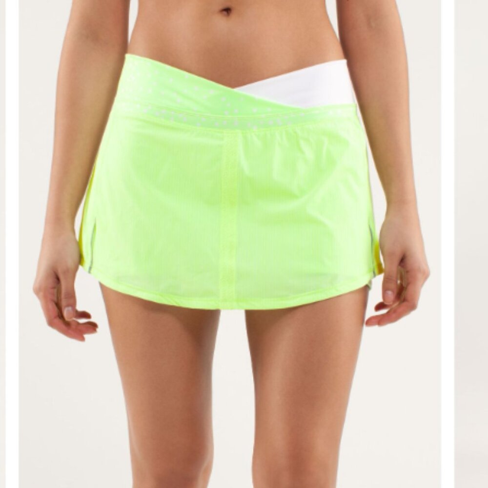 Lululemon Run: Pace Skirt Wagon Stripe Faded Zap / Petit Dot Faded Zap / White10
